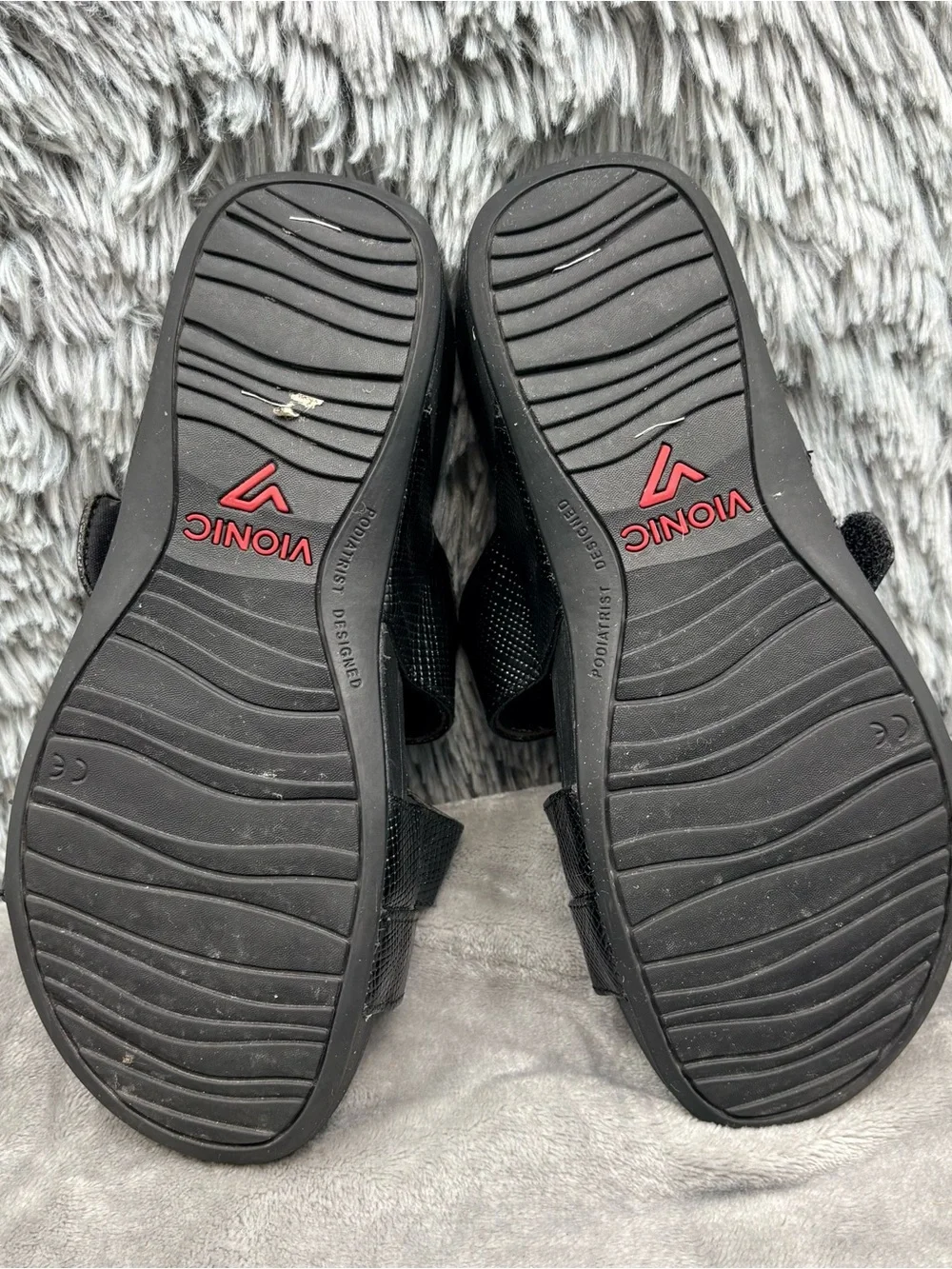 Vionic Rio Lizard Sandals Womens 6 Black Platform Pacific Slide Hook & Loop